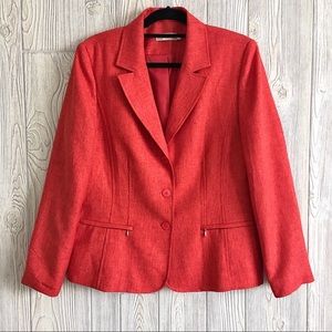 Jessica Large Red Coral Blazer Linen Bl…